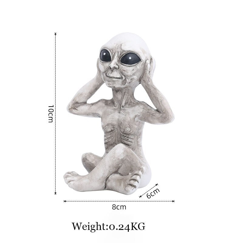 CosmoCraft Garten Alien | Outdoor Alien Dekofigur | Harzstatue für Garten & Haus | Miniatur für Außenbereich