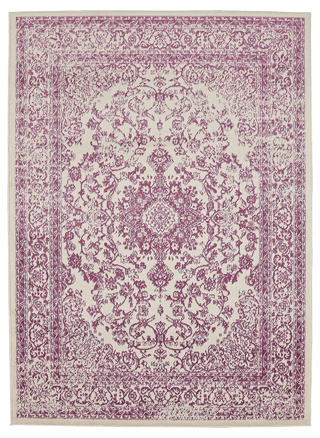 Orientra Luxe Läufer | Orientalisches Design in Elfenbein & Lila | Weich & Pflegeleicht