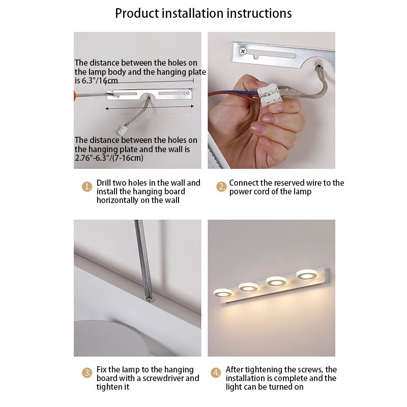 BrightVanity LED Wandleuchte | Rechteckiges & Rundes Design | Eisen & Acryl | Badbeleuchtung | Modern & Minimalistisch