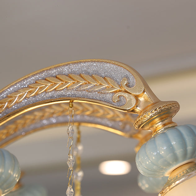 RegaliaBloom Kronleuchter | Europäisches Design | Kristall & Keramik | 6-12 Lichter | Stilvoll für Wohnzimmer