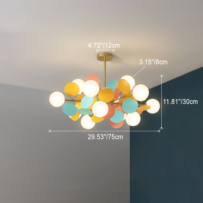 AuroraVine Kronleuchter | Nordic Design | Runde Glasbälle & Acrylzweige | 5-15 Lichter | Stilvoll & Modern
