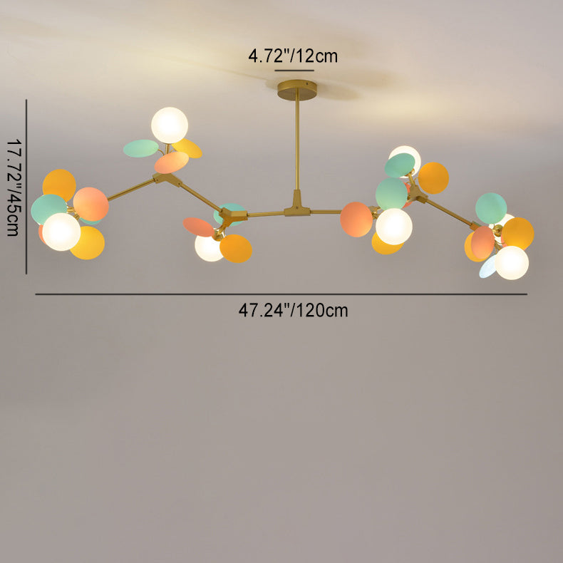 AuroraVine Kronleuchter | Nordic Design | Runde Glasbälle & Acrylzweige | 5-15 Lichter | Stilvoll & Modern