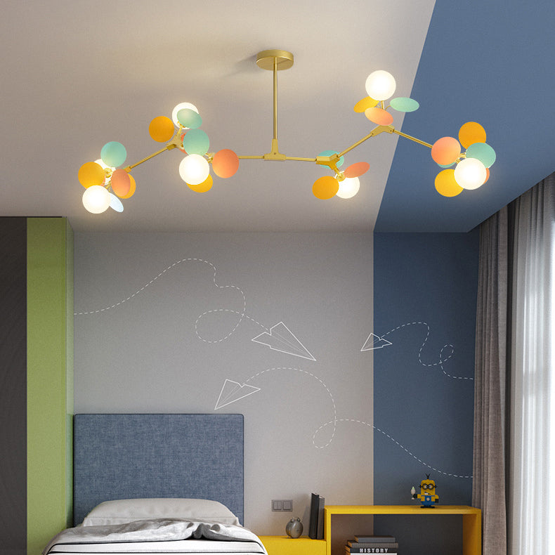 AuroraVine Kronleuchter | Nordic Design | Runde Glasbälle & Acrylzweige | 5-15 Lichter | Stilvoll & Modern