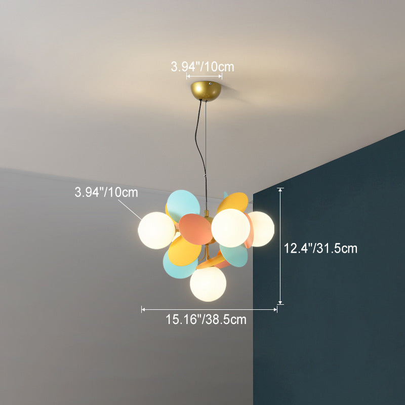 AuroraVine Kronleuchter | Nordic Design | Runde Glasbälle & Acrylzweige | 5-15 Lichter | Stilvoll & Modern