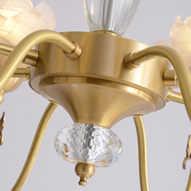 Floralis French Design Kristall-Kronleuchter | Kupferglas Zweig-Lüster | 3/6/8 Licht Optionen | Wohnzimmerbeleuchtung