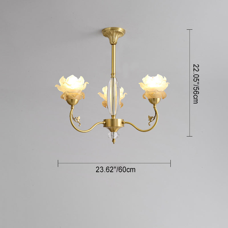 Floralis French Design Kristall-Kronleuchter | Kupferglas Zweig-Lüster | 3/6/8 Licht Optionen | Wohnzimmerbeleuchtung