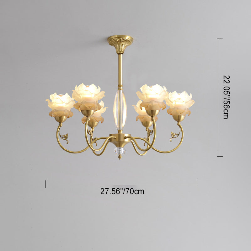 Floralis French Design Kristall-Kronleuchter | Kupferglas Zweig-Lüster | 3/6/8 Licht Optionen | Wohnzimmerbeleuchtung