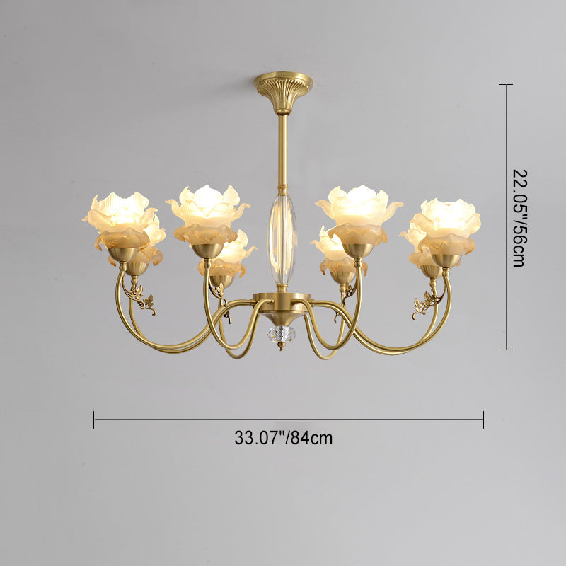 Floralis French Design Kristall-Kronleuchter | Kupferglas Zweig-Lüster | 3/6/8 Licht Optionen | Wohnzimmerbeleuchtung