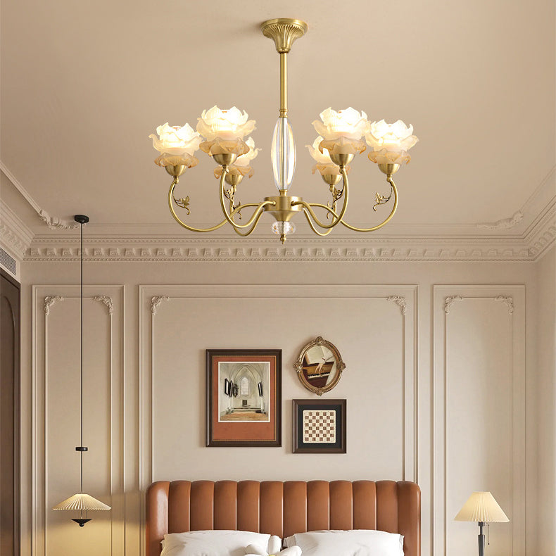 Floralis French Design Kristall-Kronleuchter | Kupferglas Zweig-Lüster | 3/6/8 Licht Optionen | Wohnzimmerbeleuchtung