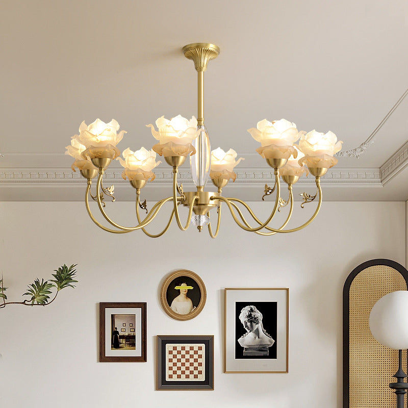 Floralis French Design Kristall-Kronleuchter | Kupferglas Zweig-Lüster | 3/6/8 Licht Optionen | Wohnzimmerbeleuchtung