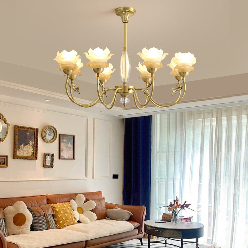 Floralis French Design Kristall-Kronleuchter | Kupferglas Zweig-Lüster | 3/6/8 Licht Optionen | Wohnzimmerbeleuchtung