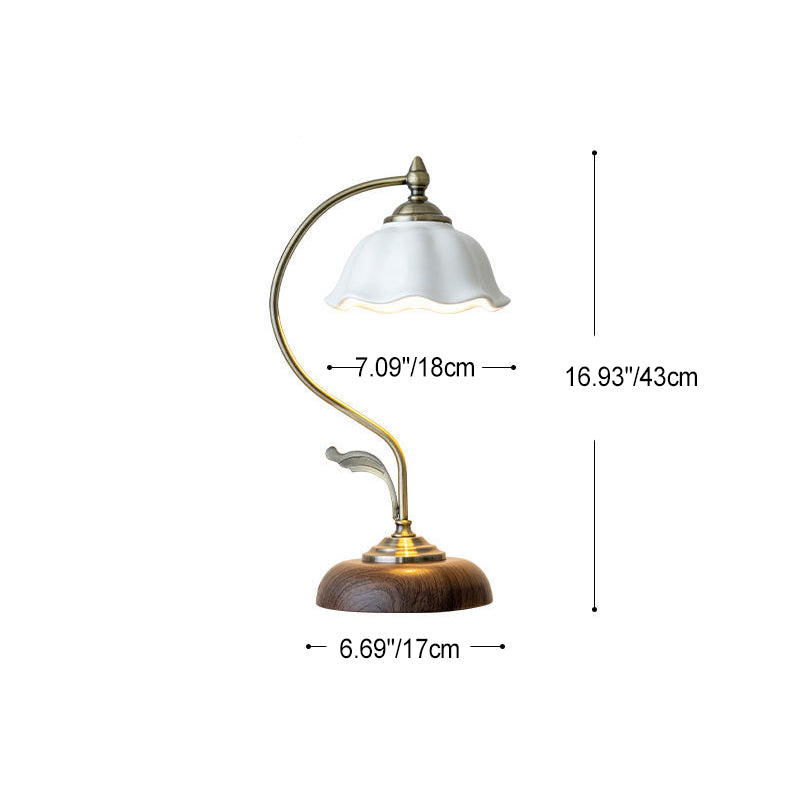 FloraArc Retro Tischlampe | Blumenmuster | Eisen, Glas & Keramik | 1 Licht | Stilvoll für Schlafzimmer