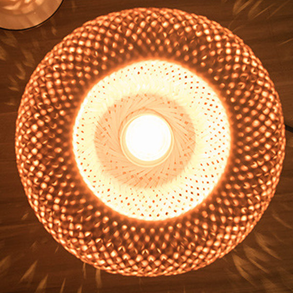 Bamboro Japanisches Design Tischlampe | Handgefertigte Bambus-Weberei | Holz & Metall | Schlafzimmerbeleuchtung