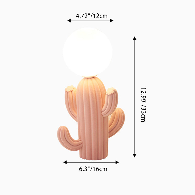 GlowCactus Kreative LED Tischlampe | Harz & Plüsch Design | Stimmungslicht für Schlafzimmer & Deko