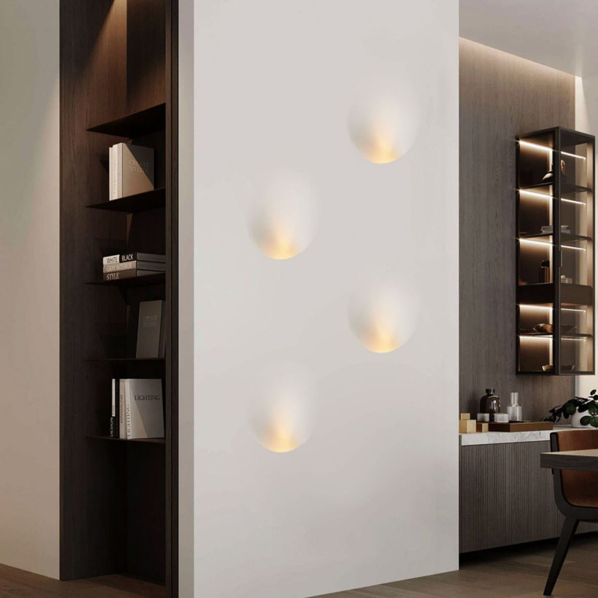 Plastrova Wandlampe | Minimalistisches Design | Eingebaute Gipsleuchte | Runde Wandleuchte