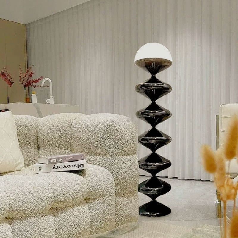 LumierElegance Stehlampe | Französisches Kürbisdesign | Eisen & Acryl | 1 Licht | Perfekt für Wohnzimmer