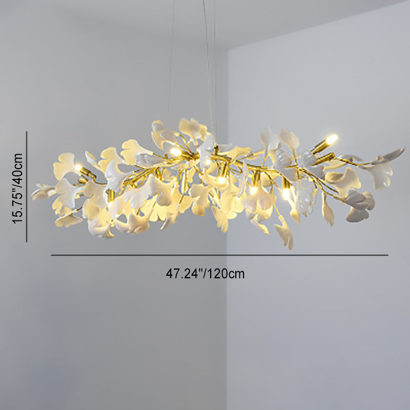 FleurÉtoile Kronleuchter | Französisches Ginkgo-Design | Runde & Lineare Optionen | 6-12 Lichter | Luxuriös für Schlafzimmer