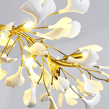 FleurÉtoile Kronleuchter | Französisches Ginkgo-Design | Runde & Lineare Optionen | 6-12 Lichter | Luxuriös für Schlafzimmer