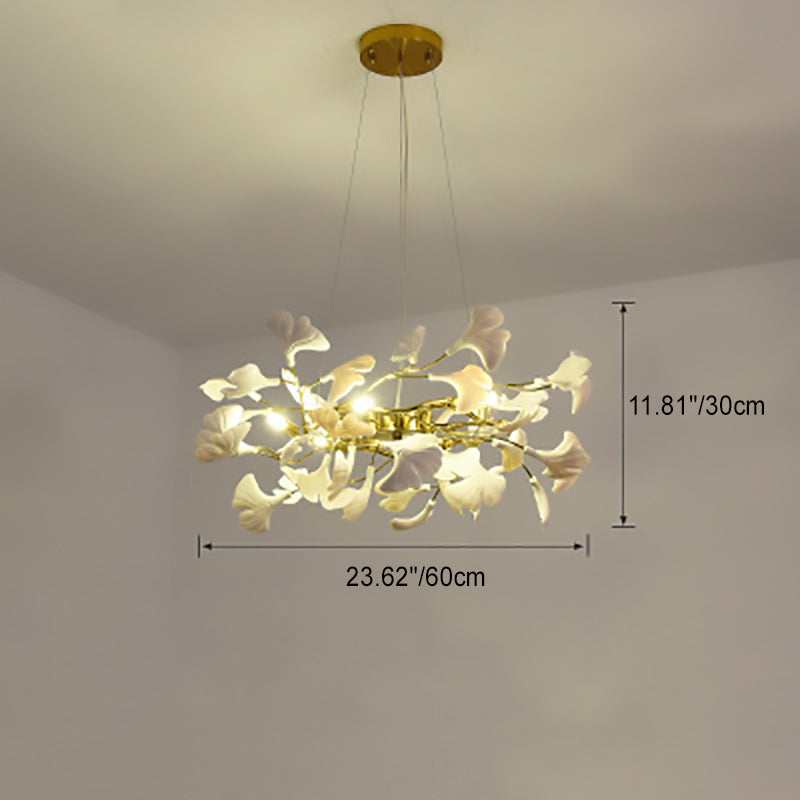 FleurÉtoile Kronleuchter | Französisches Ginkgo-Design | Runde & Lineare Optionen | 6-12 Lichter | Luxuriös für Schlafzimmer