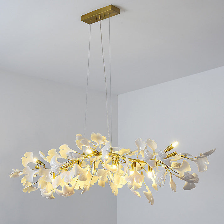 FleurÉtoile Kronleuchter | Französisches Ginkgo-Design | Runde & Lineare Optionen | 6-12 Lichter | Luxuriös für Schlafzimmer