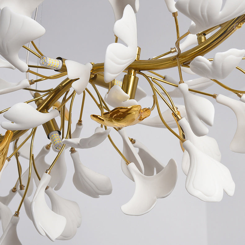 FleurÉtoile Kronleuchter | Französisches Ginkgo-Design | Runde & Lineare Optionen | 6-12 Lichter | Luxuriös für Schlafzimmer