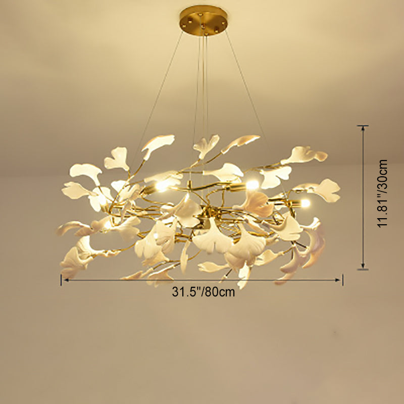 FleurÉtoile Kronleuchter | Französisches Ginkgo-Design | Runde & Lineare Optionen | 6-12 Lichter | Luxuriös für Schlafzimmer