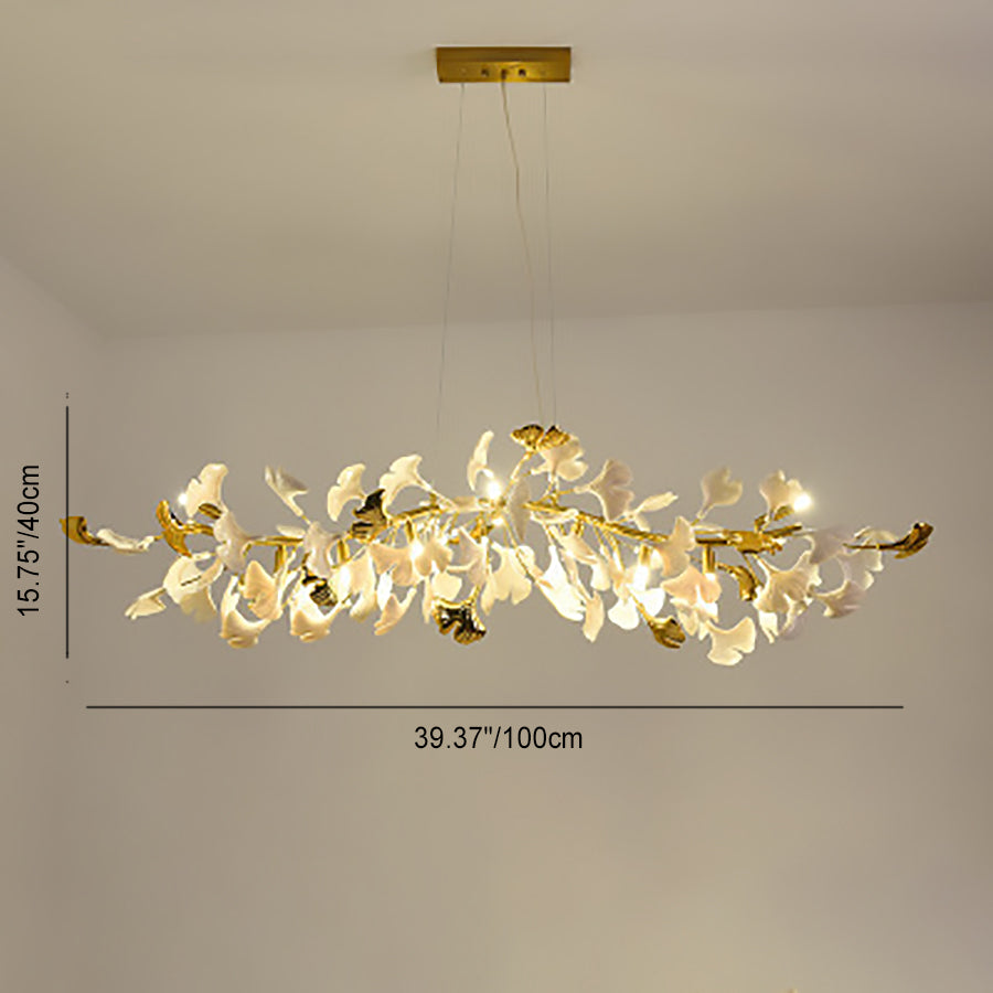 FleurÉtoile Kronleuchter | Französisches Ginkgo-Design | Runde & Lineare Optionen | 6-12 Lichter | Luxuriös für Schlafzimmer