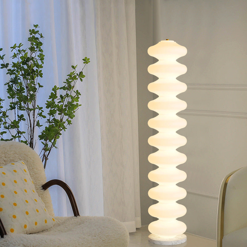 LunaFleur Skandi Design LED Stehleuchte | Dimmbar | Marmor-Optik | Wohnzimmer-Beleuchtung