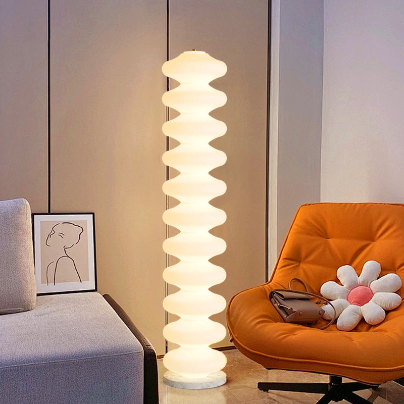 LunaFleur Skandi Design LED Stehleuchte | Dimmbar | Marmor-Optik | Wohnzimmer-Beleuchtung