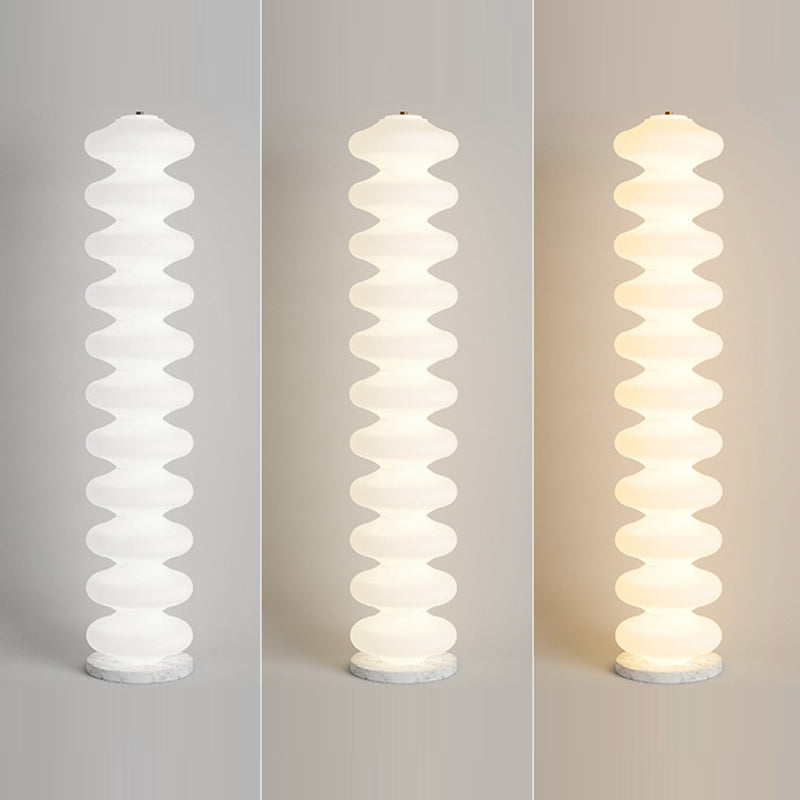 LunaFleur Skandi Design LED Stehleuchte | Dimmbar | Marmor-Optik | Wohnzimmer-Beleuchtung