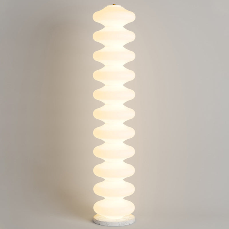 LunaFleur Skandi Design LED Stehleuchte | Dimmbar | Marmor-Optik | Wohnzimmer-Beleuchtung