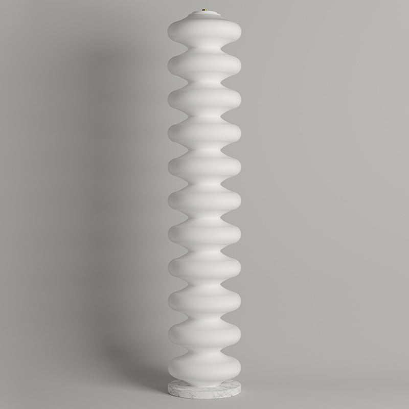 LunaFleur Skandi Design LED Stehleuchte | Dimmbar | Marmor-Optik | Wohnzimmer-Beleuchtung