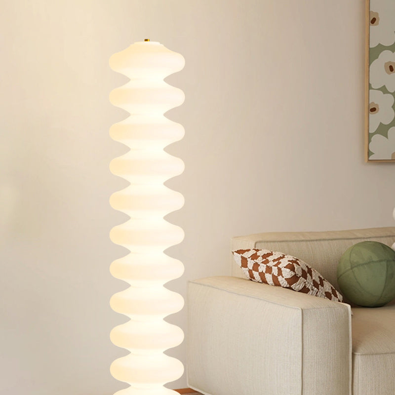 LunaFleur Skandi Design LED Stehleuchte | Dimmbar | Marmor-Optik | Wohnzimmer-Beleuchtung