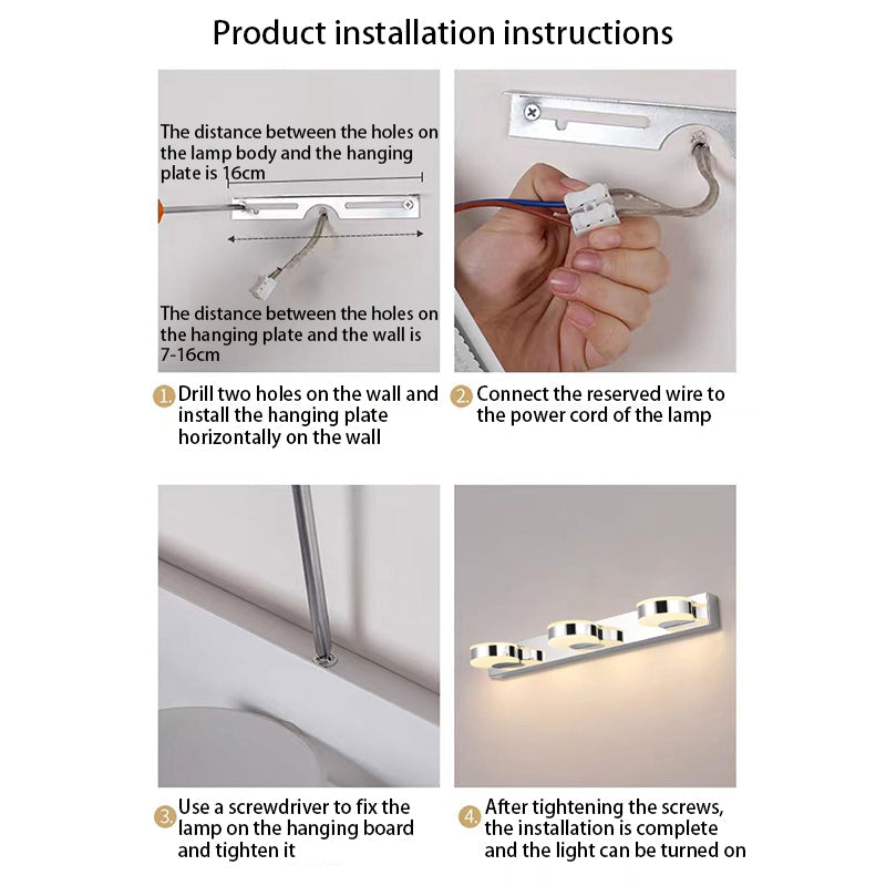 LumaLine LED Wandleuchte | Minimalistisches Rund-Design | Eisen & Acryl | 2-3 Lichter | Perfekt für Badezimmer