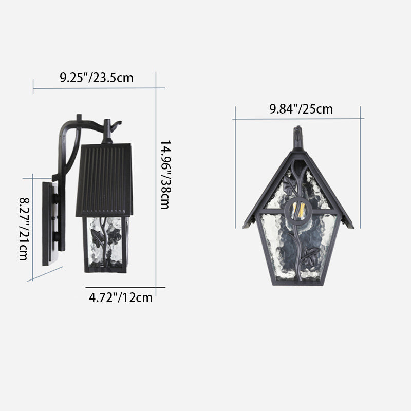 VintageHaus Außenwandleuchte | Hausförmiges Design | Glas & Aluminium | 1 Licht | Perfekt für Terrassen