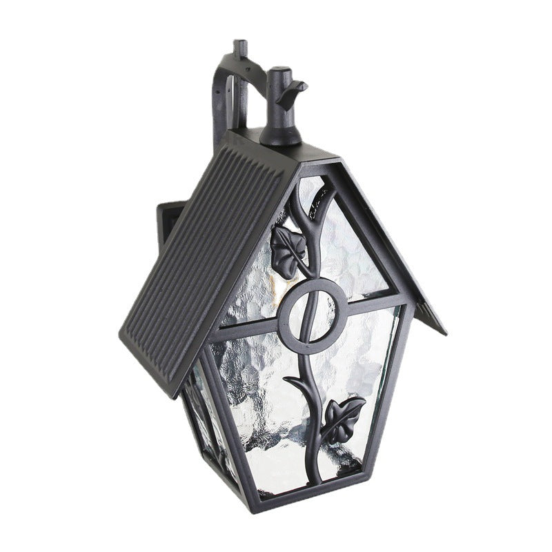 VintageHaus Außenwandleuchte | Hausförmiges Design | Glas & Aluminium | 1 Licht | Perfekt für Terrassen