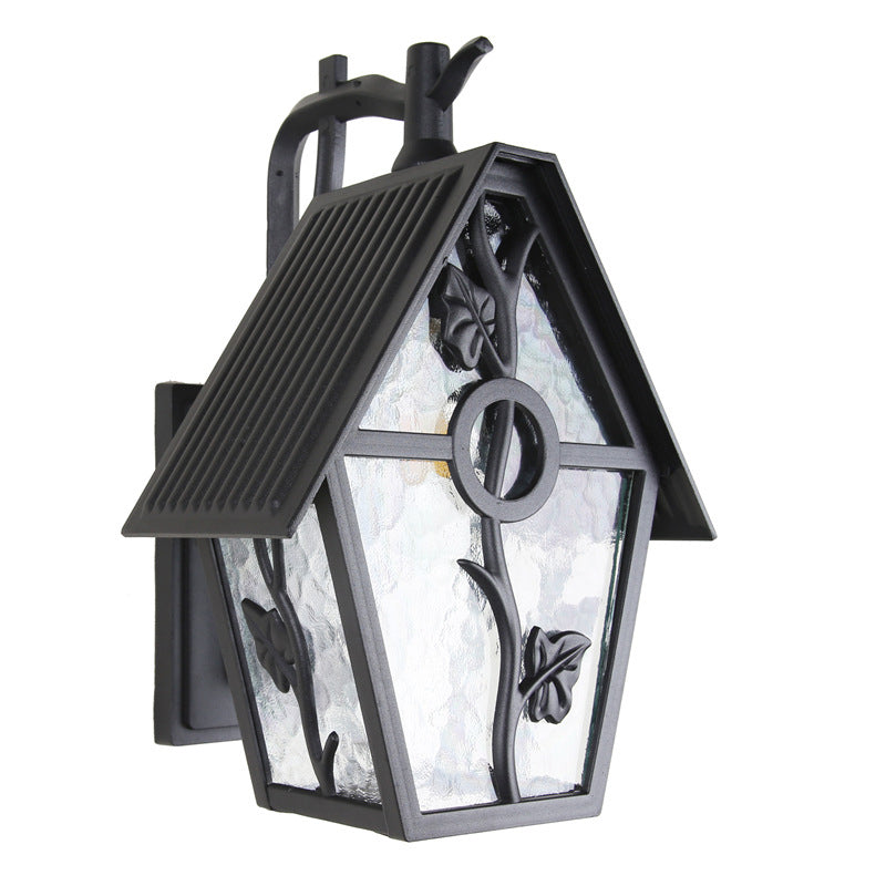 VintageHaus Außenwandleuchte | Hausförmiges Design | Glas & Aluminium | 1 Licht | Perfekt für Terrassen