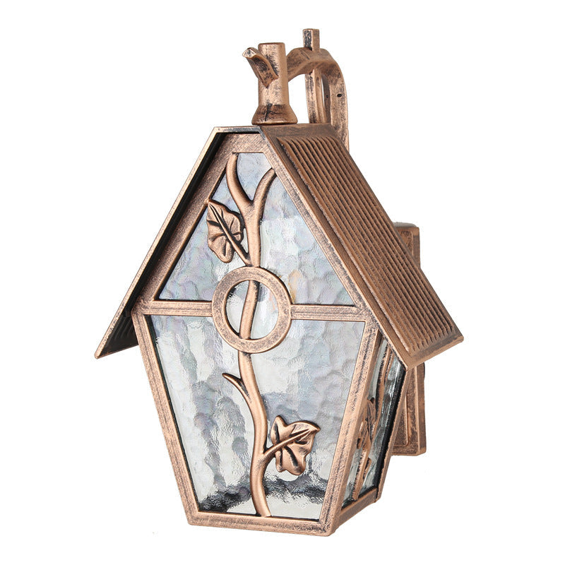 VintageHaus Außenwandleuchte | Hausförmiges Design | Glas & Aluminium | 1 Licht | Perfekt für Terrassen