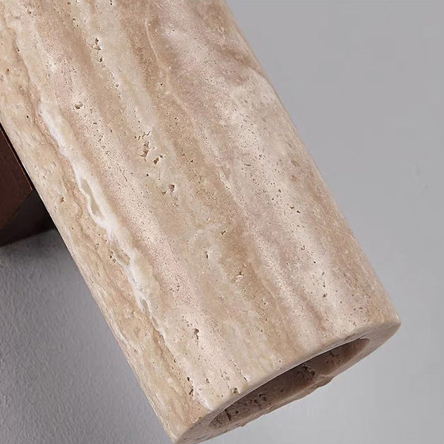 Nordivea Travertin-Wandleuchte | Skandinavisches Design | 2-flammig | Holz & Travertin