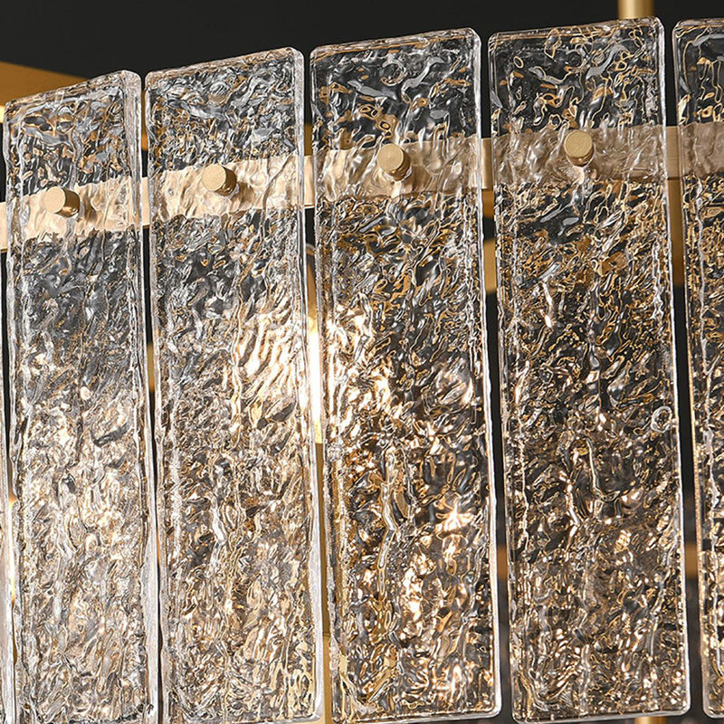 LuxaVine Modernes Luxus Kronleuchter Design | Runde und Rechteckige Glas-Messinglampe | 5/6/8/10 Lichter | Esszimmer Inselbeleuchtung