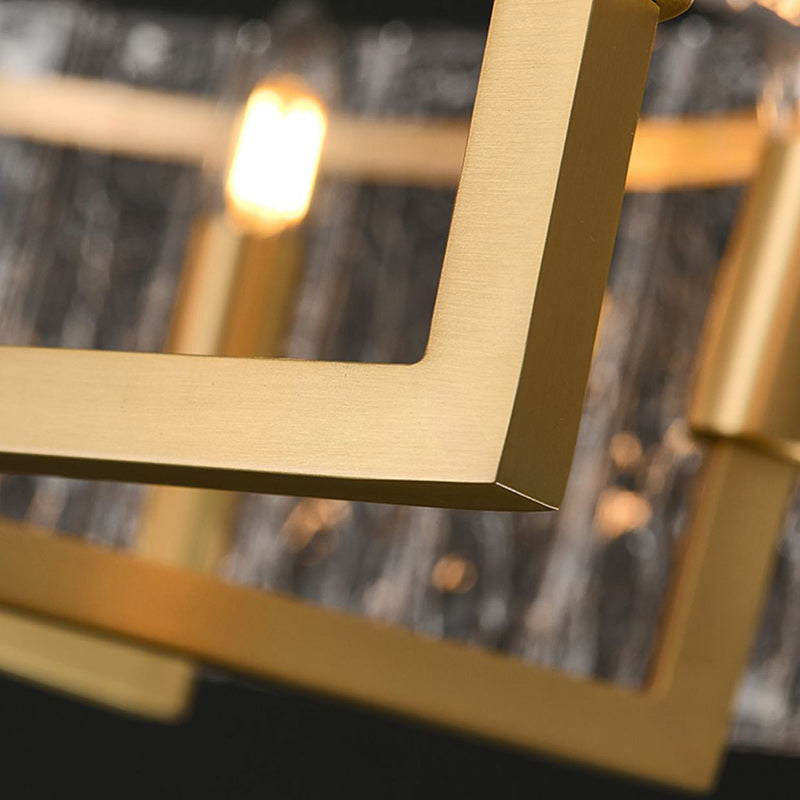 LuxaVine Modernes Luxus Kronleuchter Design | Runde und Rechteckige Glas-Messinglampe | 5/6/8/10 Lichter | Esszimmer Inselbeleuchtung