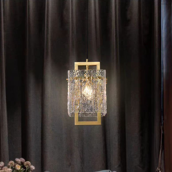 Brillavo Rechteckige Glas-Pendelleuchte | Luxuriöses Messingdesign | Wohnzimmerbeleuchtung | Moderner Stil
