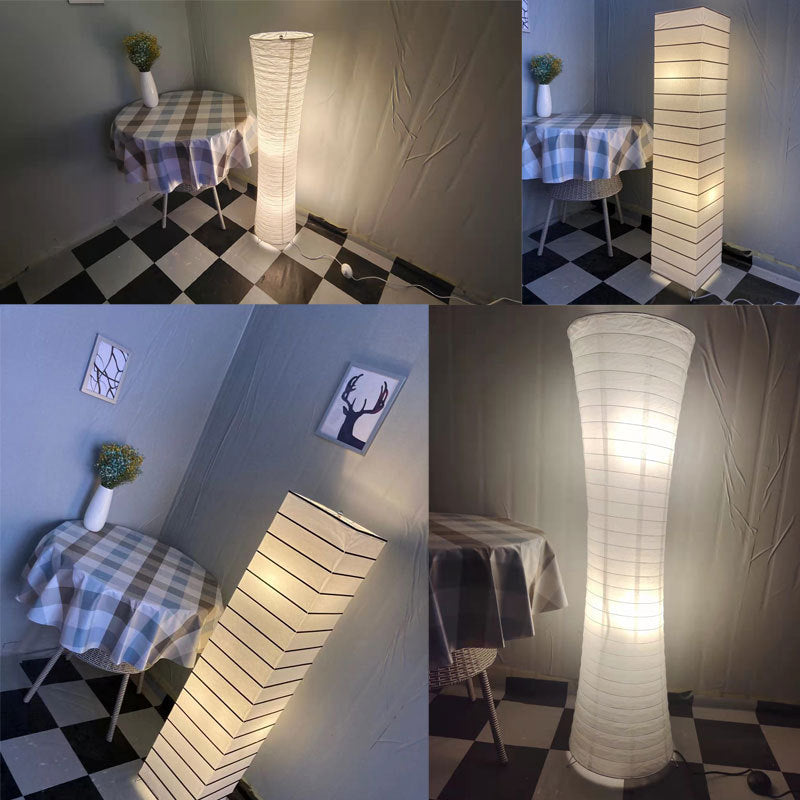 LumenCove Stehleuchte | Nordic Design | Papierlampenschirm | 2-Licht | Modern für Schlafzimmer