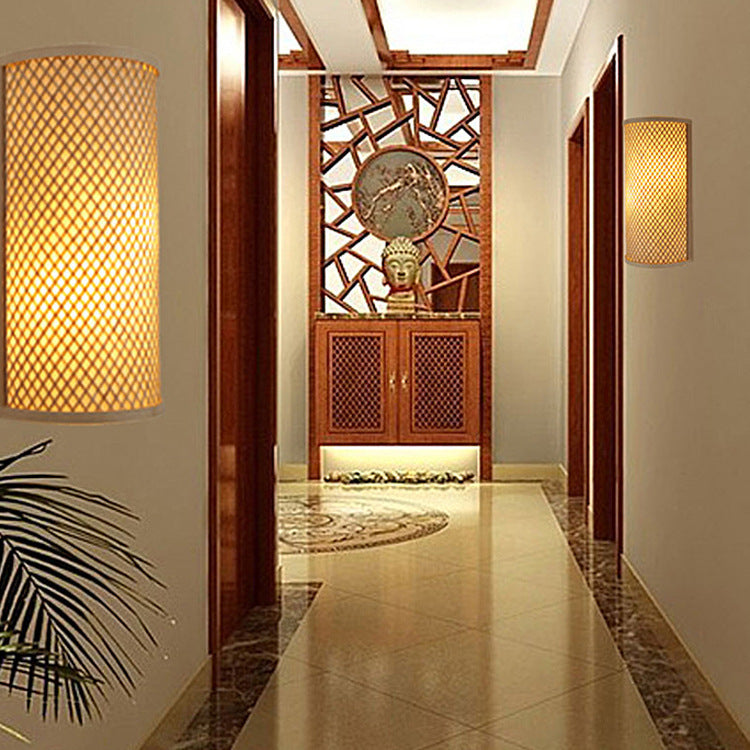 ZenArc Bamboo Wandleuchte | Japanisches Design | 2-Licht Halbkreis Wandlampe | Perfekt für Flur & Wohnzimmer