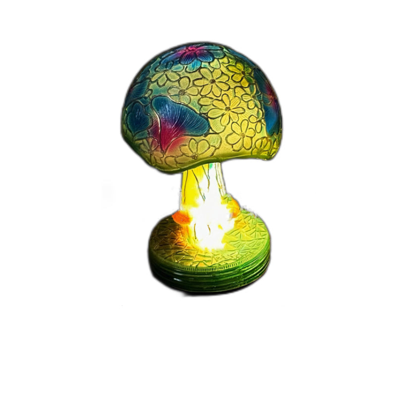 GlowMorphic USB LED Tischlampe | Art Deco Pilzdesign | Harzstruktur | Warmes Licht für Wohnzimmer