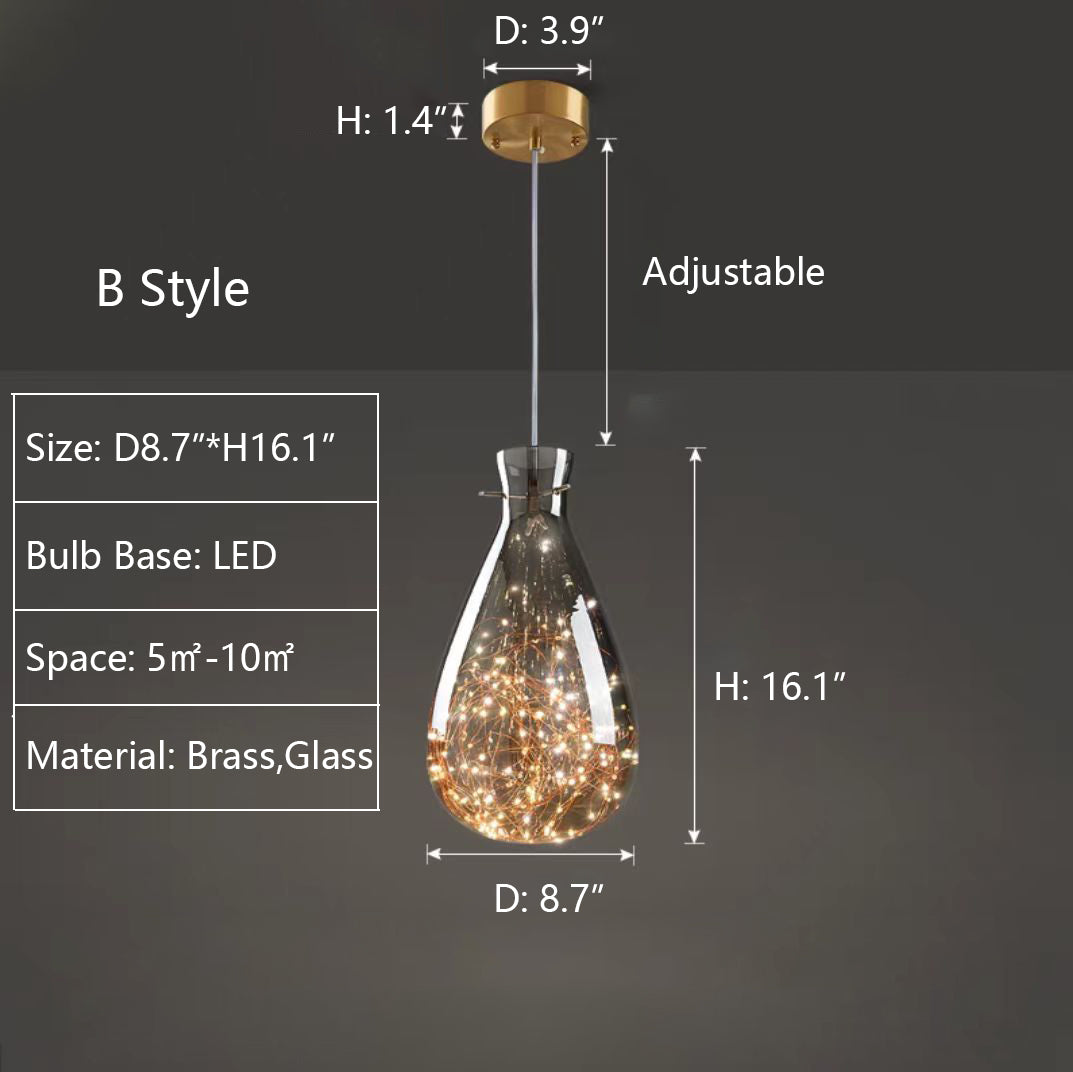 StarLuxe Moderne Graue Glas-Sternenhimmel Pendelleuchte | Dimmbar | Elegante Beleuchtung für Wohn- und Esszimmer
