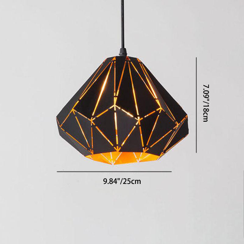 Diamora Vintage Pendelleuchte | Geometrisches Diamant-Design | Wrought Iron | Industrial Stil