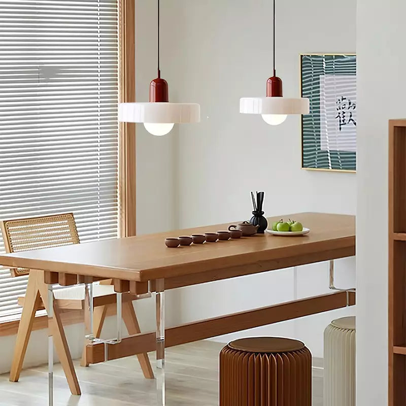 BauArt Pendelleuchte aus farbigem Glas | Elegante Hängeleuchte im Bauhaus-Stil | Designlampe für Wohnzimmer & Esszimmer