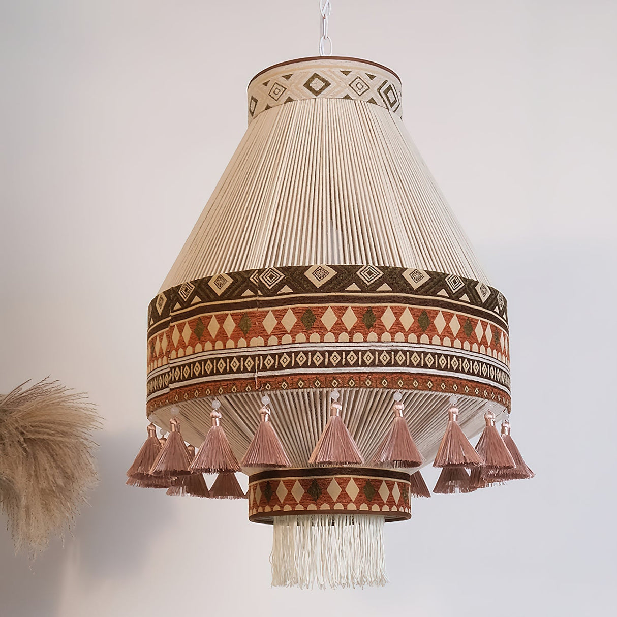 FringeLuxe Bohemian Pendelleuchte | Handgefertigte Quastenlampe | Warmes Ambiente | Stilvolle Beleuchtung