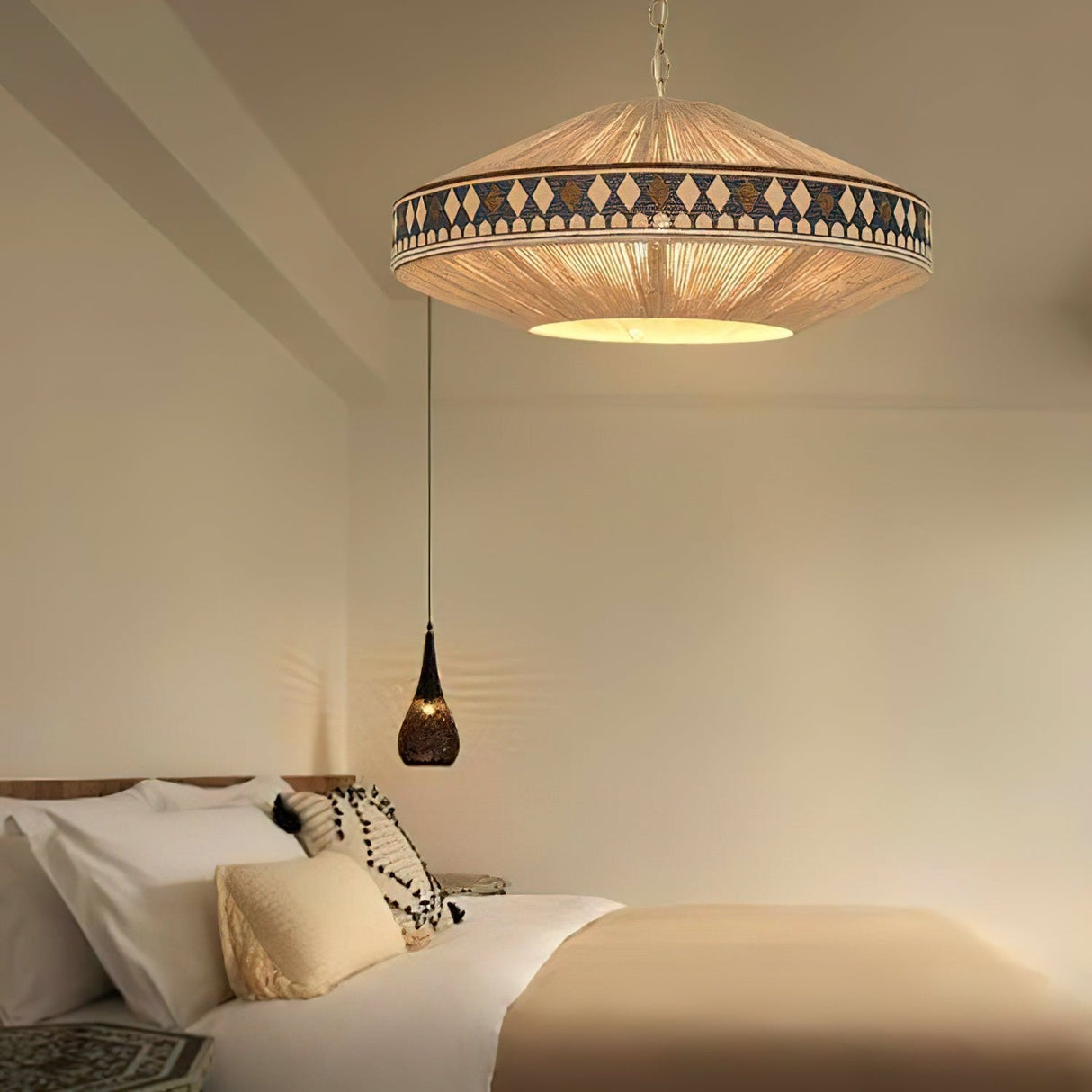 FringeLuxe Bohemian Pendelleuchte | Handgefertigte Quastenlampe | Warmes Ambiente | Stilvolle Beleuchtung